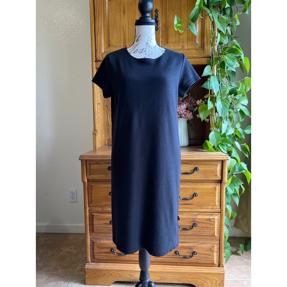 Horny Toad‎ Womens Black Lyocell Cotton Blend Short Sleeve T-Shirt Shift Dress L